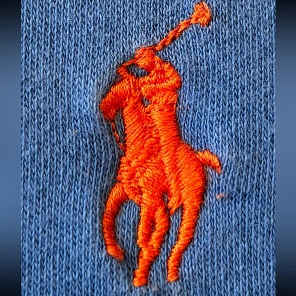 Ralph Lauren Men's Polo Shirt in Blue with Orange Embroidered Logo